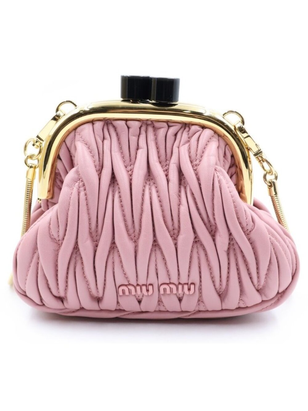 Miu Miu Bell Mini Back Shoulder Bag Matelasse Nappa Leather Pink